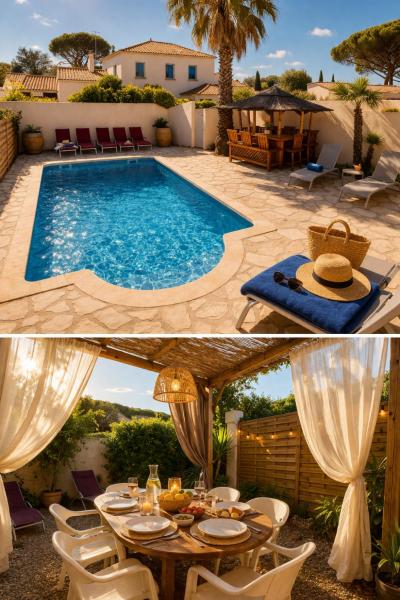 Maison Julia bord de mer - 2 Chambres - Plage de la Nartelle - Sainte Maxime - Piscine partagée - Parking - BBQ - Draps inclus, Забронировать Дом для отпуска Отели Mimosa Road с парковкой, Парковка