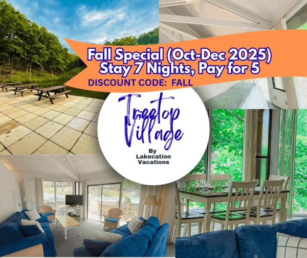 Treehouse Treetop Village106-3Bed3BAPools-8PP, Забронировать  Фор-Сизонс Lake of the Ozarks, рядом с The Cove Golf Course