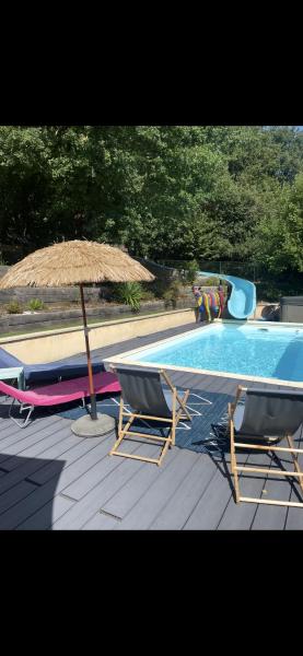 Chambres dans maison avec piscine toboggan aquatique et spa, Забронировать  Сен-Марс-ла-Бриер Земли Луары