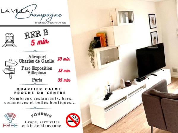 La Villa Champagne - Proche du Centre, Paris, Aéroport CDG et Parc Exposition Villepinte, Забронировать  Трамбле-ан-Франс Seine-Saint-Denis