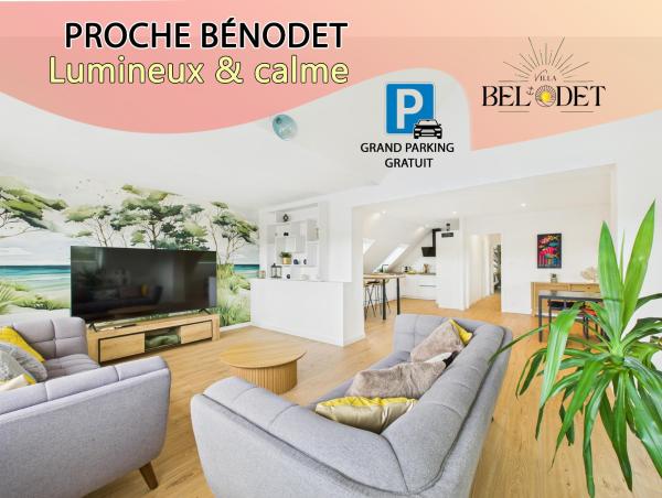 Villa Bel\Odet, appartements modernes au calme, terrasses pour les T2, grand jardin et parking gratuit, à 5 min des plages de Bénodet, Забронировать  Клоар-Фуэнан Finistère