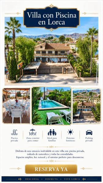 Villa en Lorca Piscina Vistas Terraza y Barbacoa-Venta Ruizo, Забронировать  Лорка 