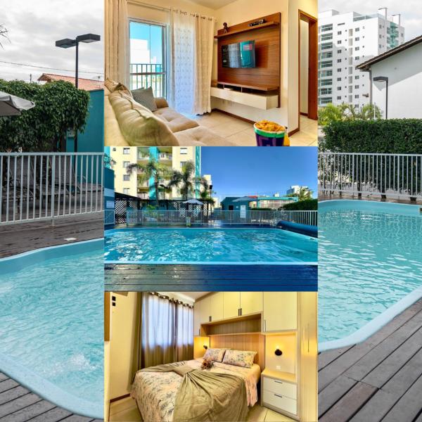 Apto em Barra Velha 340m da PRAIA com SACADA com CHURRASQUEIRA, AR CONDICIONADO WI-FI, PISCINA, PORTARIA 24h, ACADEMIA MINI MERCADO e vaga de GARAGEM, Забронировать  Отели Санта-Катариной с бассейном, Бассейн